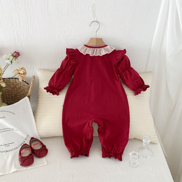 red infant & children baby clothes autumn baby jumpsuit