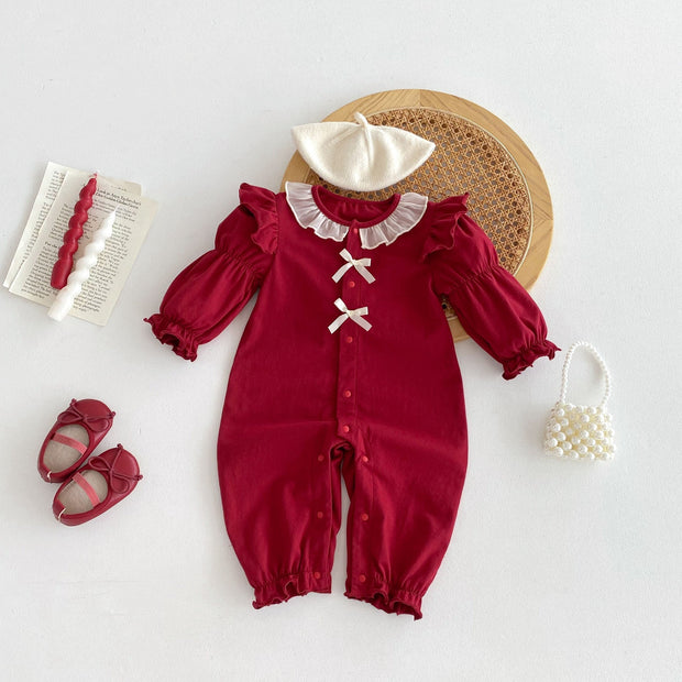 red infant & children baby clothes autumn baby jumpsuit